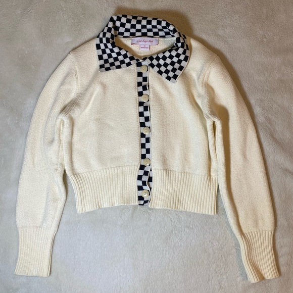 Lisa Says Gah Cream Button Down Sweater M/L - Picture 3 of 9